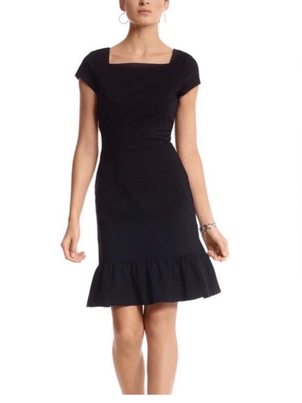 Christian Lacroix Black Solid Wrap Dress V-neck Sleeveless Tie Tiered XS
